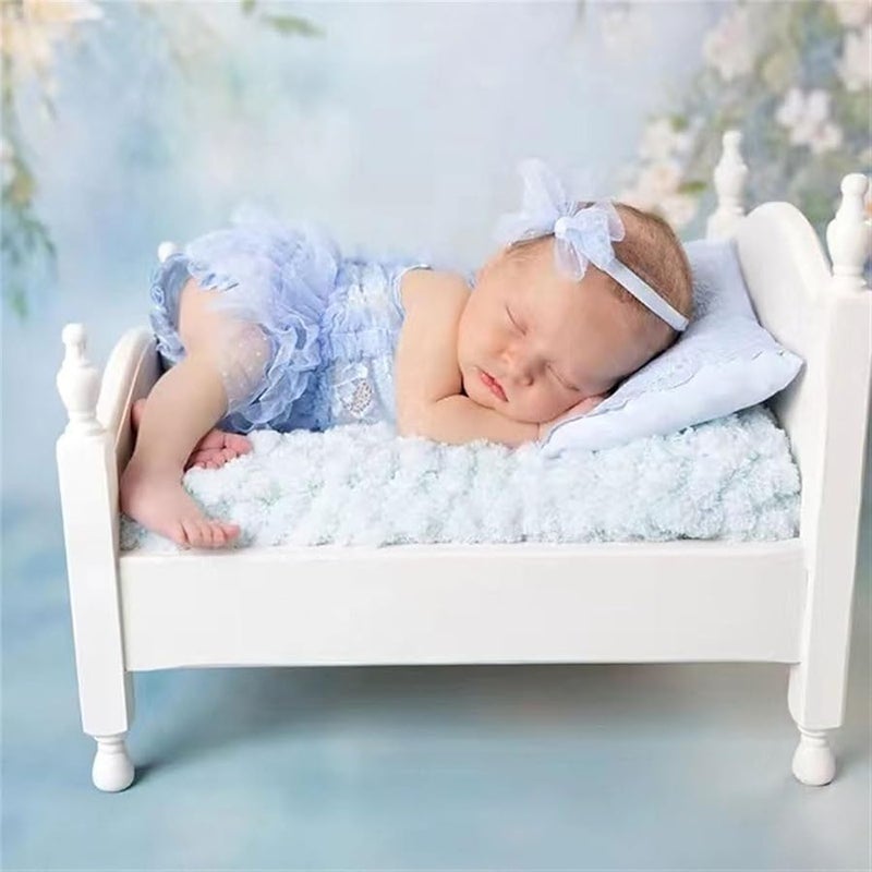 Newborn Girl Lace Romper With Bowknot Hairband Photography Outfit Birthday Celebration Costume - Image 3